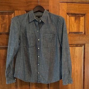 Lands' End Blue Button Down Shirt Casual Essential